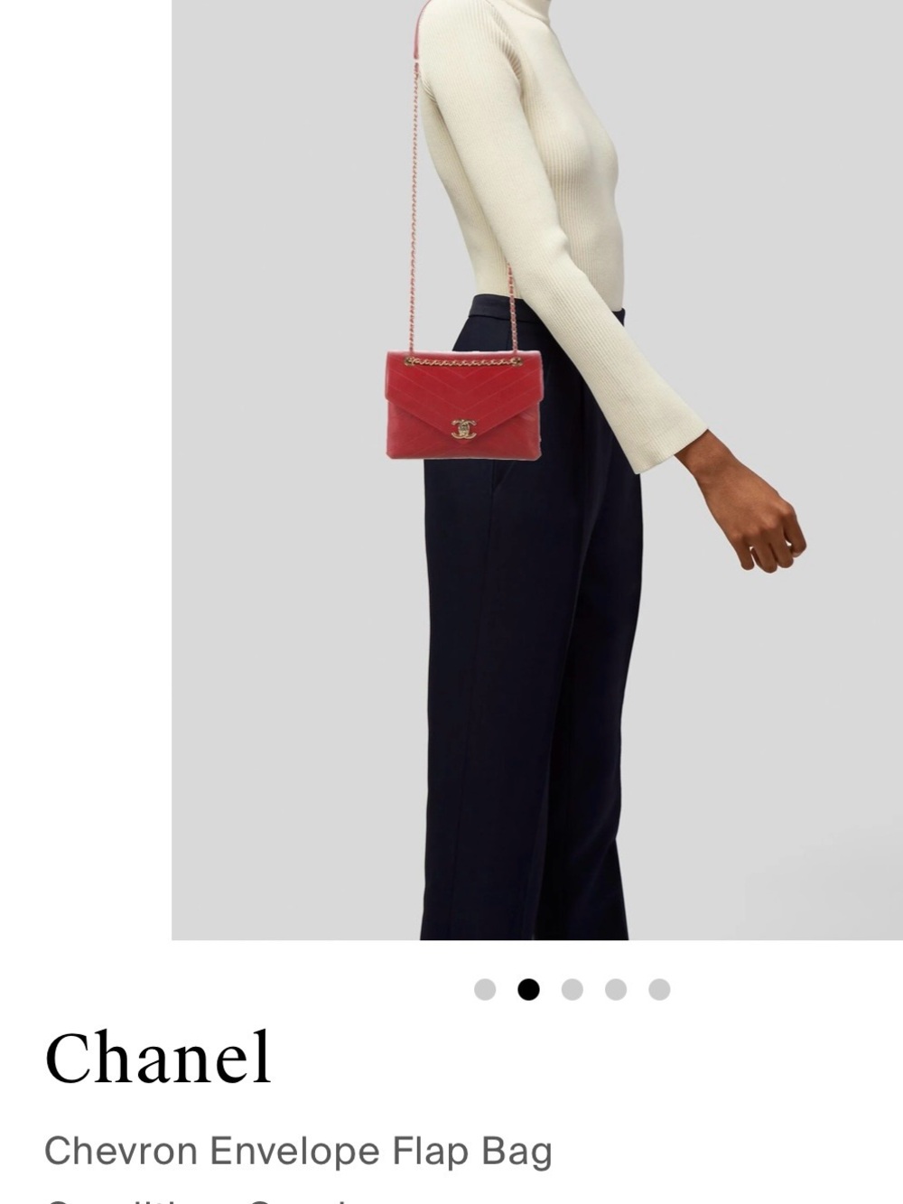 CHANEL Red Chevron Envelope Crossbody Bag with Gold Hardware
